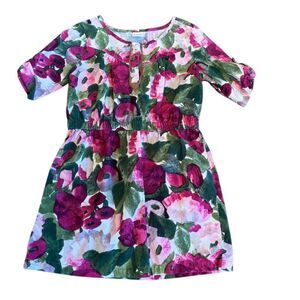 Gymboree Girls Size 5 Floral Corduroy Dress 3/4 Sleeve Casual